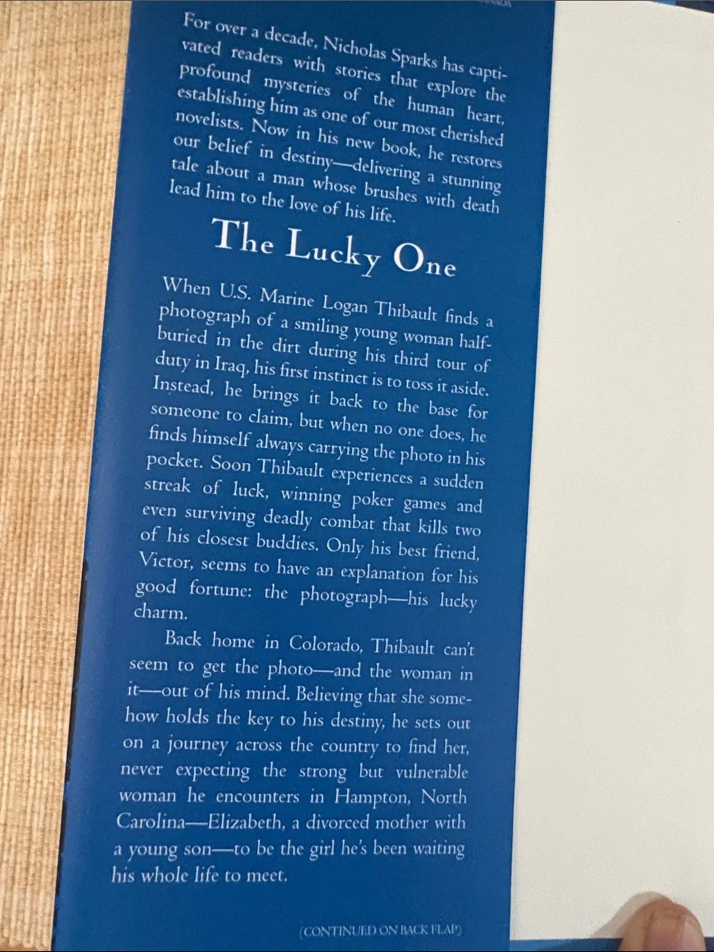 Hardcover Book-The Lucky One by Nicholas Sparks, First Edition